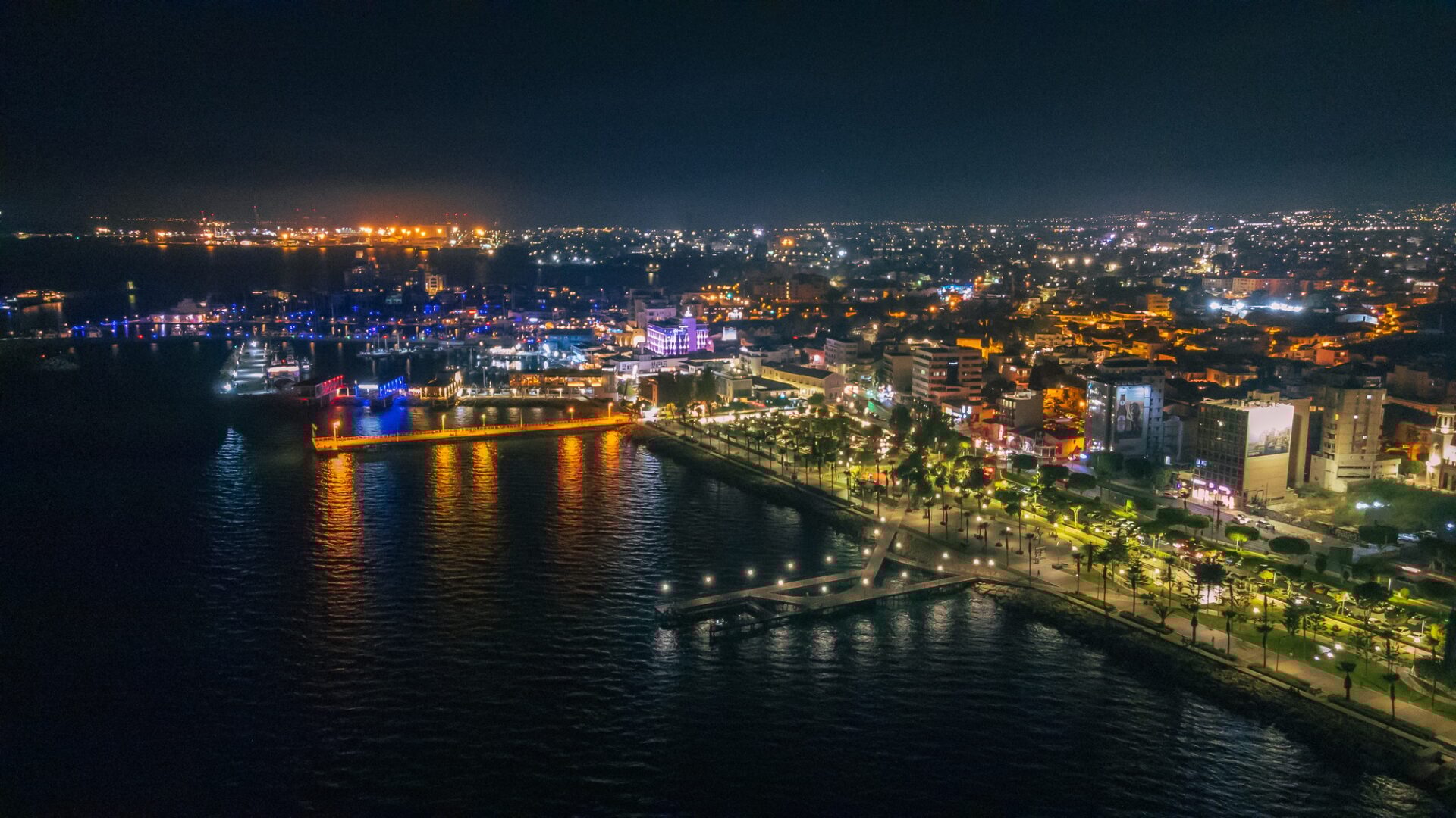 Limassol, Cyprus at Night Drone