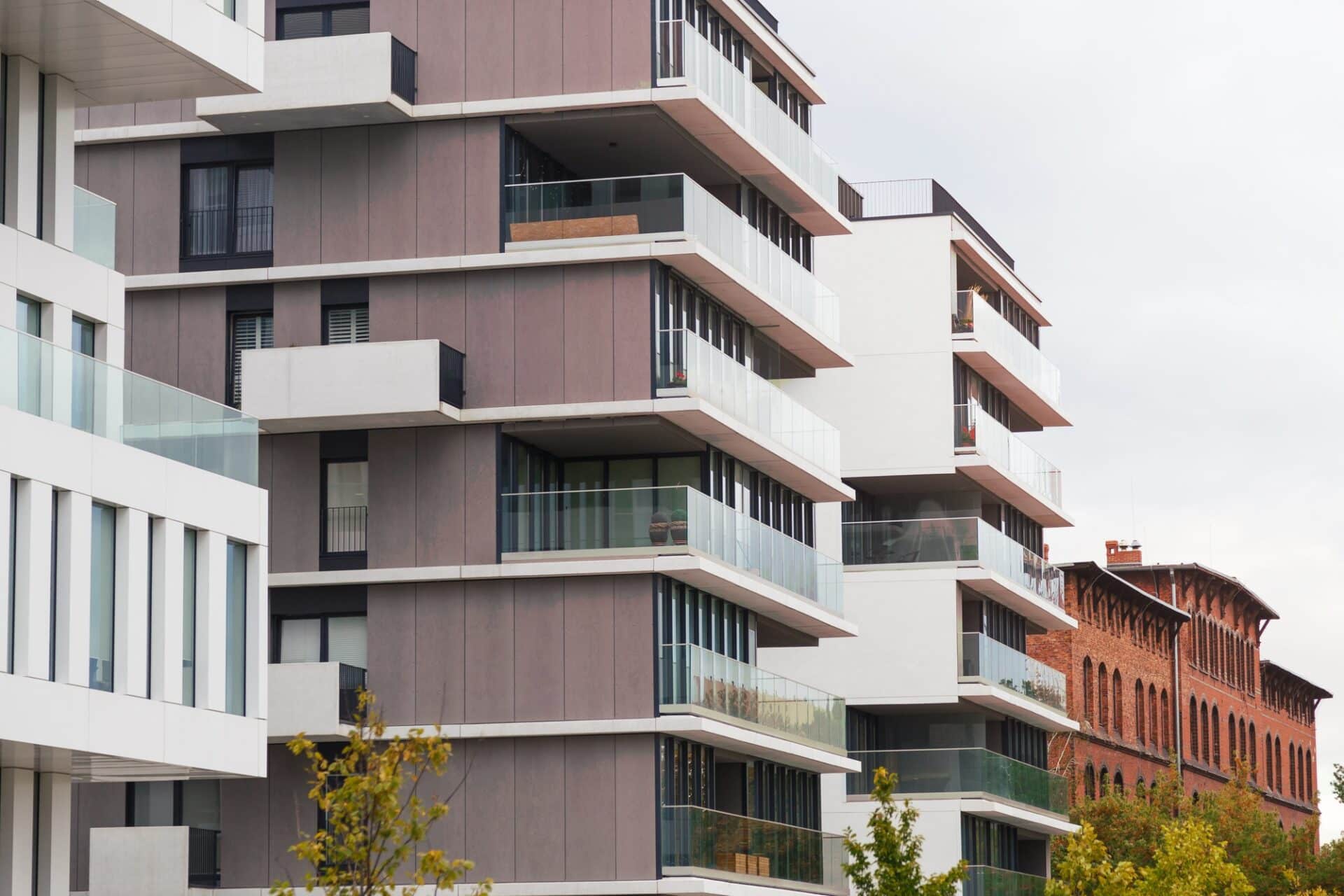 Contemporary design living houses. Modern luxury apartments buildings. Real Estate Services,