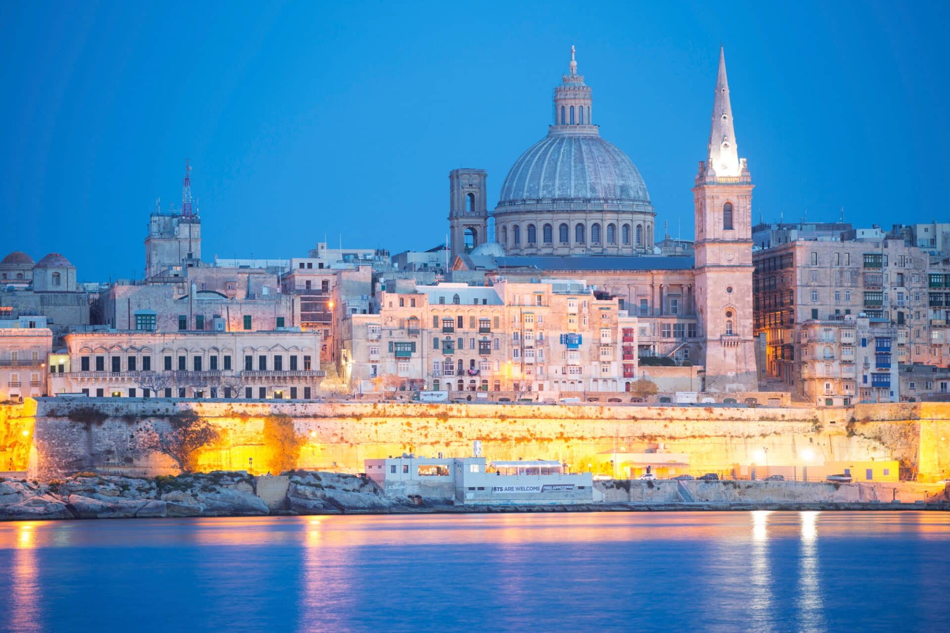 Valletta skyline at dusk, Malta