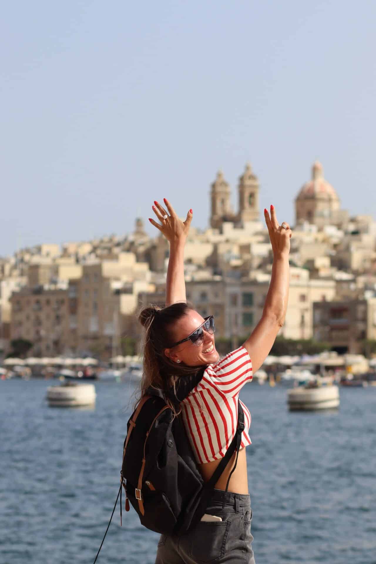 Young woman traveling in Malta.