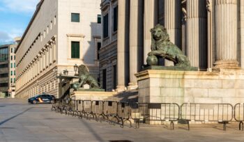 Congress of Deputies of Spain in Madrid. Exterior view. The Spanish Parliament, Golden Visa Program,