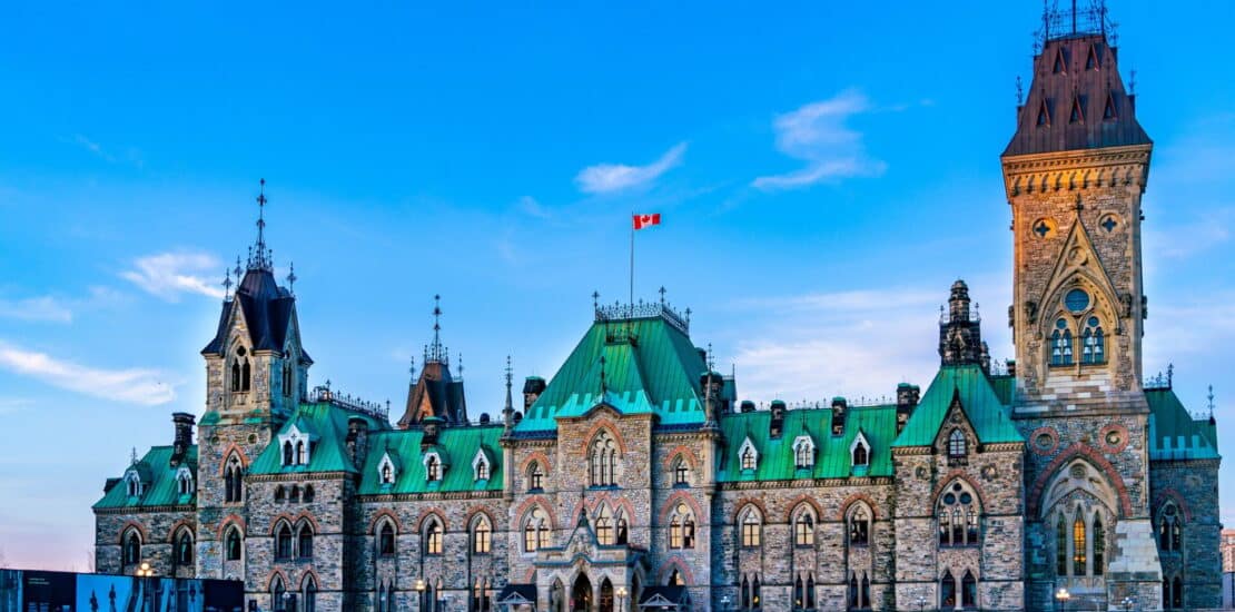 East Block in Canada's Parliament Hill on a beautiful afternoon, Arranged Employment,