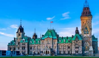 East Block in Canada's Parliament Hill on a beautiful afternoon, Arranged Employment,
