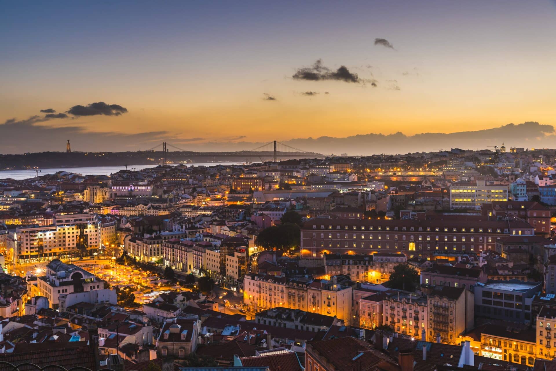 Lisbon panoramic view at dusk
