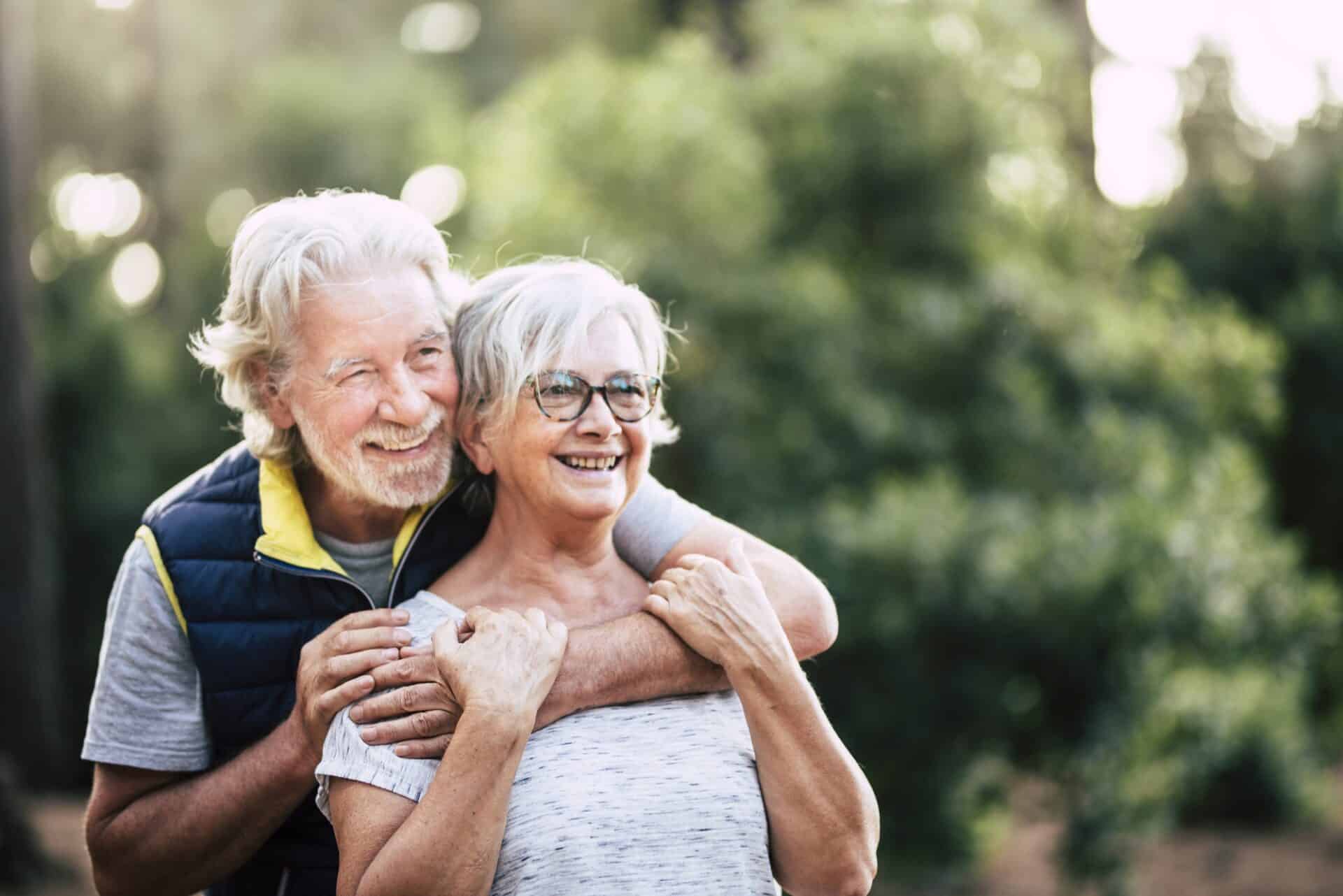 Old mature retired senior people smile