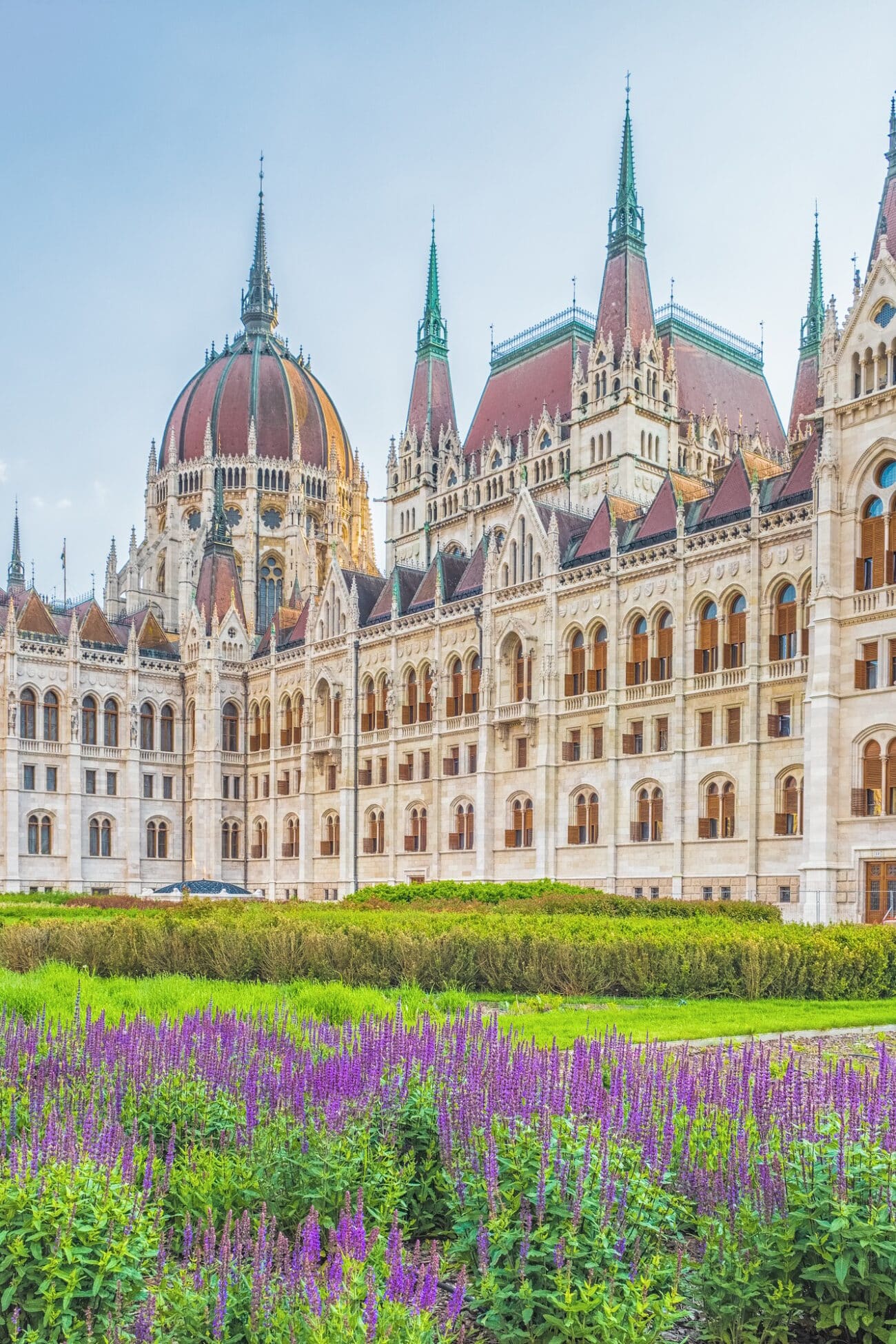 A landscape view of Budapest city, the Hungarian parliament building.