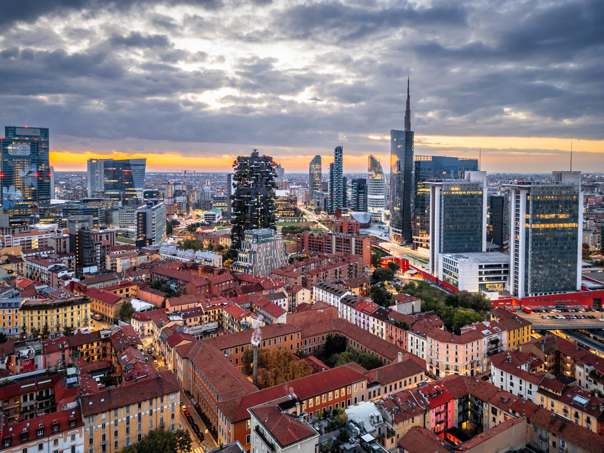 Milan, Italy financial district at dawn